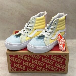 Vans Sk8-Hi Zip in Pastel Block Yellow Pink & Blue